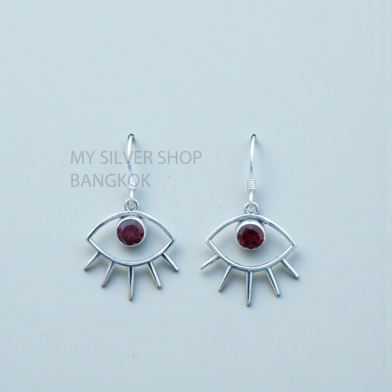 Garnet 925 Sterling Silver Earrings (MYSE-176) Garnet 925 Sterling Silver Earrings (MYSE-176)