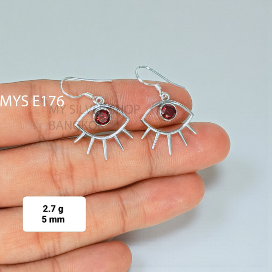 Garnet 925 Sterling Silver Earrings (MYSE-176) Garnet 925 Sterling Silver Earrings (MYSE-176)