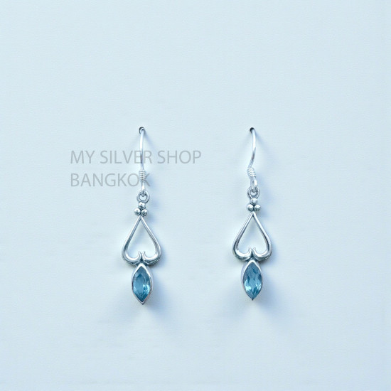 Blue Topaz 925 Sterling Silver Earrings (MYSE-177) Blue Topaz 925 Sterling Silver Earrings (MYSE-177)