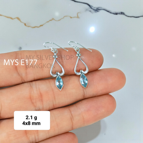 Blue Topaz 925 Sterling Silver Earrings (MYSE-177) Blue Topaz 925 Sterling Silver Earrings (MYSE-177)