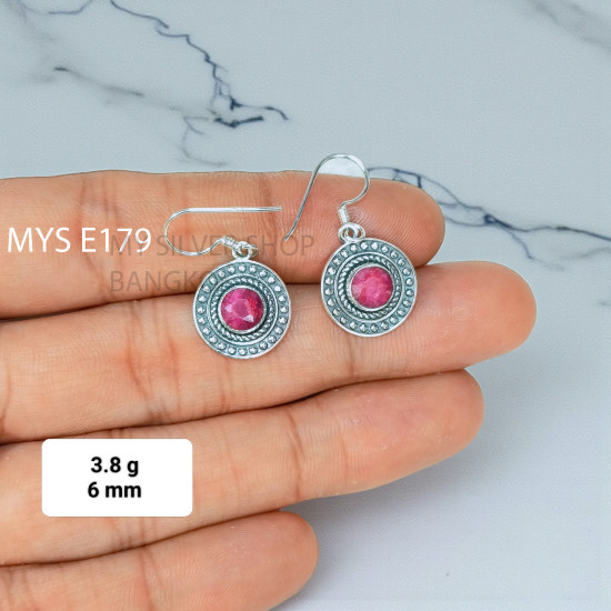 Ruby 925 Sterling Silver Earrings (MYSE-179) Ruby 925 Sterling Silver Earrings (MYSE-179)