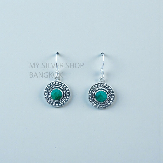 Emerald 925 Sterling Silver Earrings (MYSE-180) Emerald 925 Sterling Silver Earrings (MYSE-180)