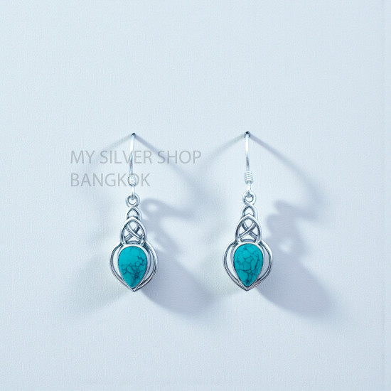 Turquoise 925 Sterling Silver Earrings (MYSE-183) Turquoise 925 Sterling Silver Earrings (MYSE-183)
