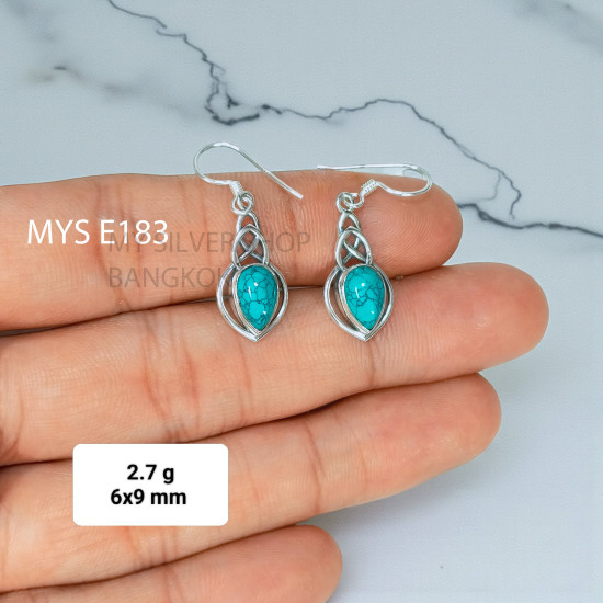 Turquoise 925 Sterling Silver Earrings (MYSE-183) Turquoise 925 Sterling Silver Earrings (MYSE-183)