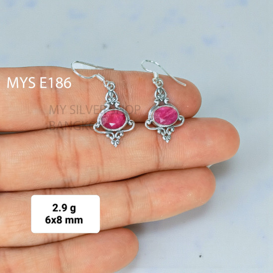 Ruby 925 Sterling Silver Earrings (MYSE-186) Ruby 925 Sterling Silver Earrings (MYSE-186)