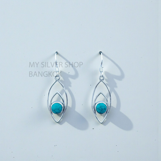Turquoise 925 Sterling Silver Earrings (MYSE-188) Turquoise 925 Sterling Silver Earrings (MYSE-188)