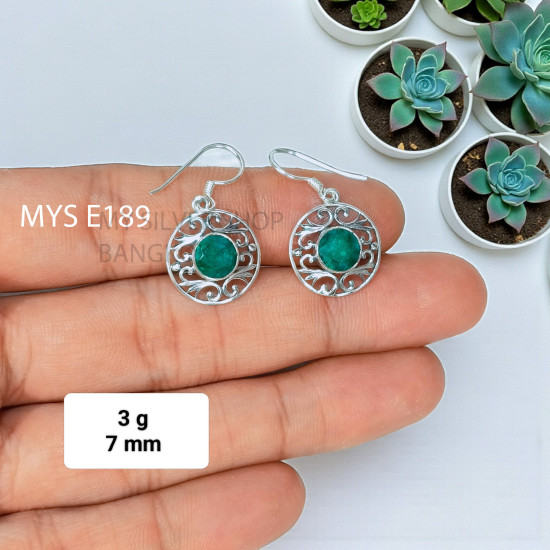 Emerald 925 Sterling Silver Earrings (MYSE-189) Emerald 925 Sterling Silver Earrings (MYSE-189)