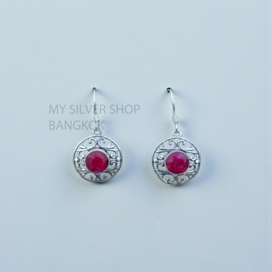 Ruby 925 Sterling Silver Earrings (MYSE-190) Ruby 925 Sterling Silver Earrings (MYSE-190)