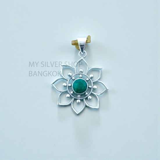 Emerald 925 Sterling Silver Pendant (MYSP-271) Emerald 925 Sterling Silver Pendant (MYSP-271)