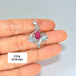 Ruby 925 Sterling Silver Pendant (MYSP-275)