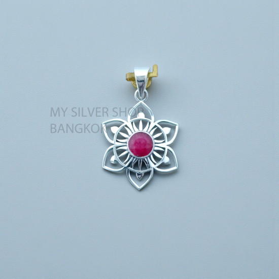 Ruby 925 Sterling Silver Pendant (MYSP-277)