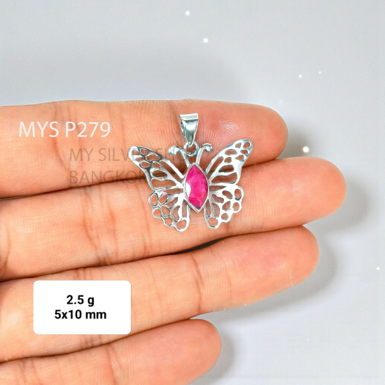 Ruby 925 Sterling Silver Pendant (MYSP-279)