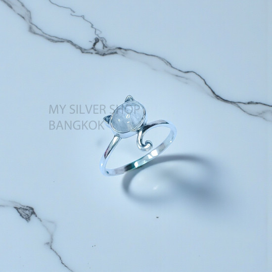 Rainbow Moonstone 925 Sterling Silver Ring (MYSSR-261)