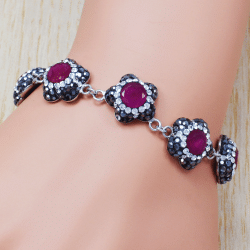 Ruby 925 Sterling Silver Bracelet (SJWBR-129)