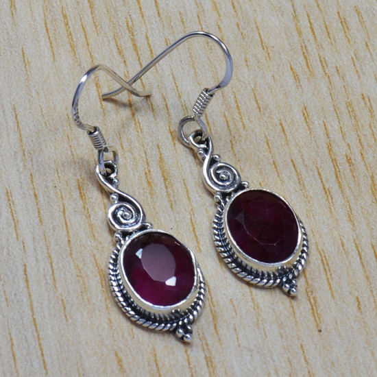 Ruby 925 Sterling Silver Earrings (SJWE-100) Ruby 925 Sterling Silver Earrings (SJWE-100)