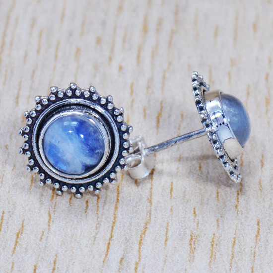 Rainbow Moonstone 925 Sterling Silver Earrings (SJWES-215)