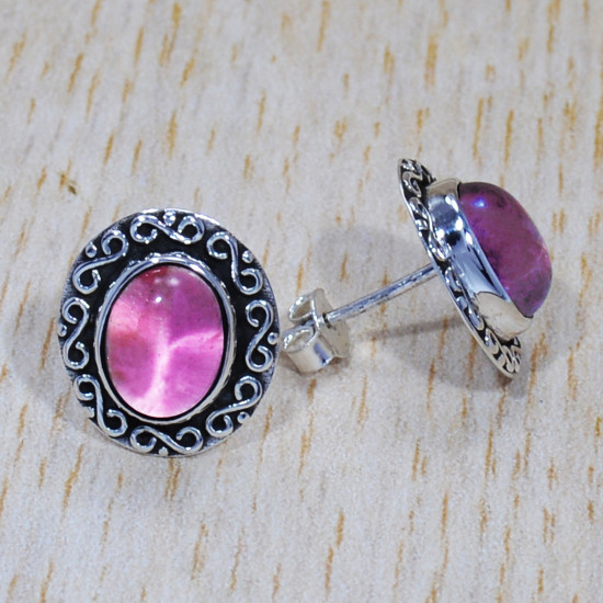 Rose Quartz 925 Sterling Silver Earrings (SJWES-89)