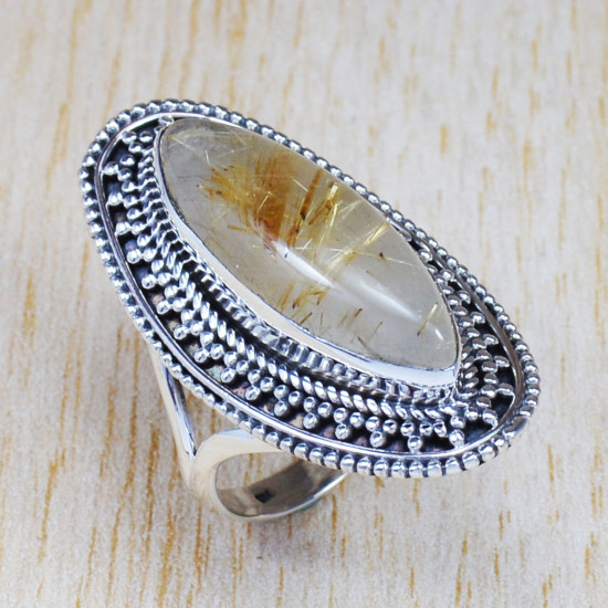 Golden Rutile 925 Sterling Silver Ring (SJWR-640) Golden Rutile 925 Sterling Silver Ring (SJWR-640)