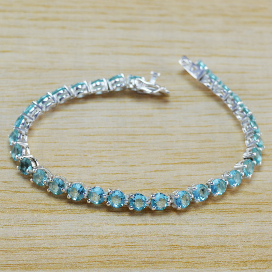 Blue Topaz 925 Sterling Silver Bracelet (WB-6469) Blue Topaz 925 Sterling Silver Bracelet (WB-6469)