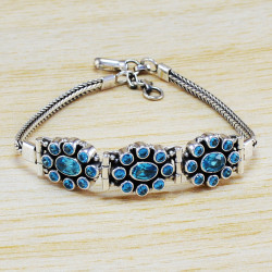 Blue Topaz 925 Sterling Silver Bracelet (WB-6473)