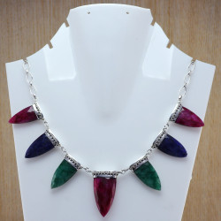 Sapphire 925 Sterling Silver Necklace (WN-6488)