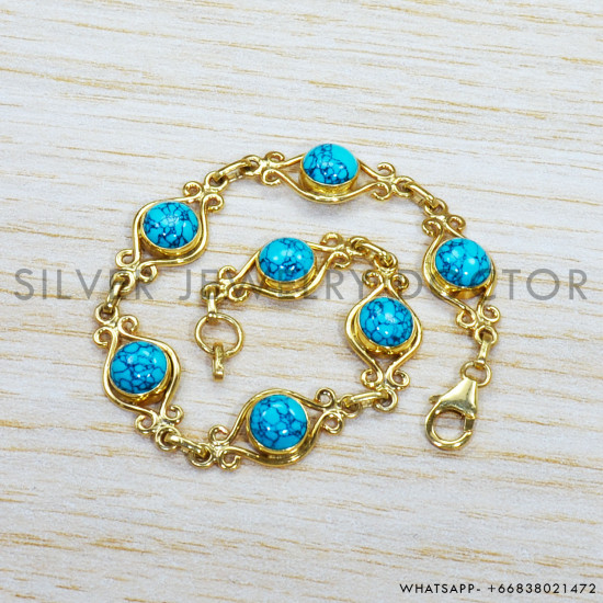 Turquoise 925 Sterling Silver Bracelet (GBR-558) Turquoise 925 Sterling Silver Bracelet (GBR-558)
