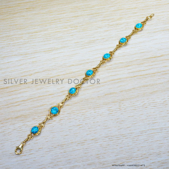Turquoise 925 Sterling Silver Bracelet (GBR-558) Turquoise 925 Sterling Silver Bracelet (GBR-558)