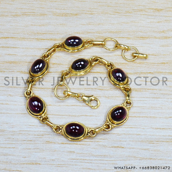 Garnet 925 Sterling Silver Bracelet (GBR-563) Garnet 925 Sterling Silver Bracelet (GBR-563)