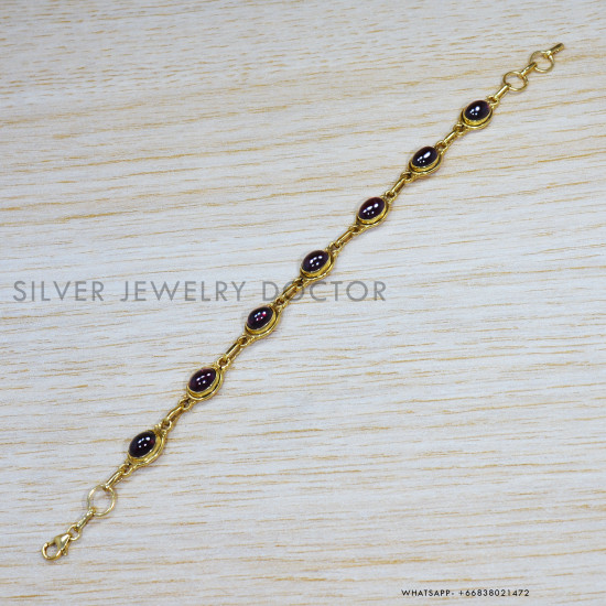 Garnet 925 Sterling Silver Bracelet (GBR-563) Garnet 925 Sterling Silver Bracelet (GBR-563)