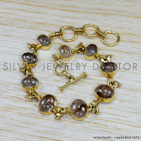Golden Rutile 925 Sterling Silver Bracelet (GBR-565) Golden Rutile 925 Sterling Silver Bracelet (GBR-565)