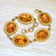 Handmade Amber Gemstone Gold Plated Sterling Silver Jewellery Bracelet GBR-608