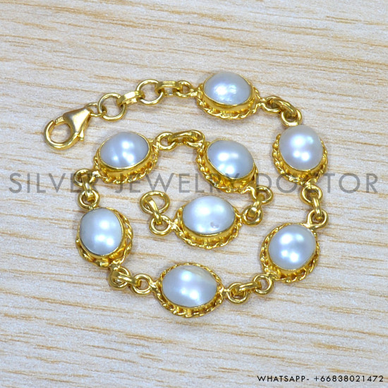 Pearl 925 Sterling Silver Bracelet (GBR-609) Pearl 925 Sterling Silver Bracelet (GBR-609)