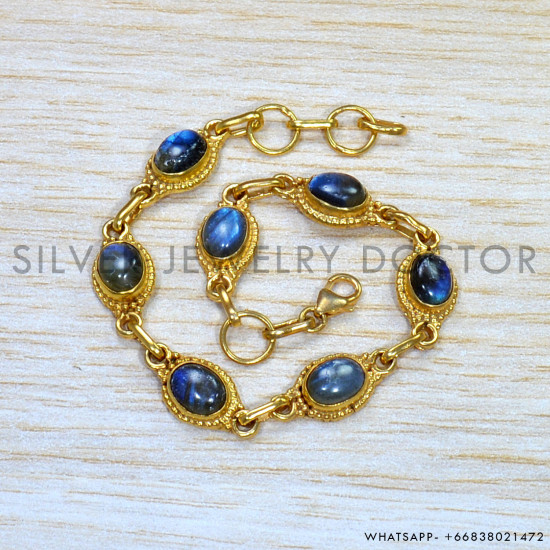 Labradorite 925 Sterling Silver Bracelet (GBR-614) Labradorite 925 Sterling Silver Bracelet (GBR-614)