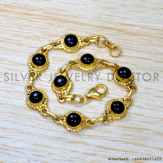 Black Onyx 925 Sterling Silver Bracelet (GBR-619) Black Onyx 925 Sterling Silver Bracelet (GBR-619)