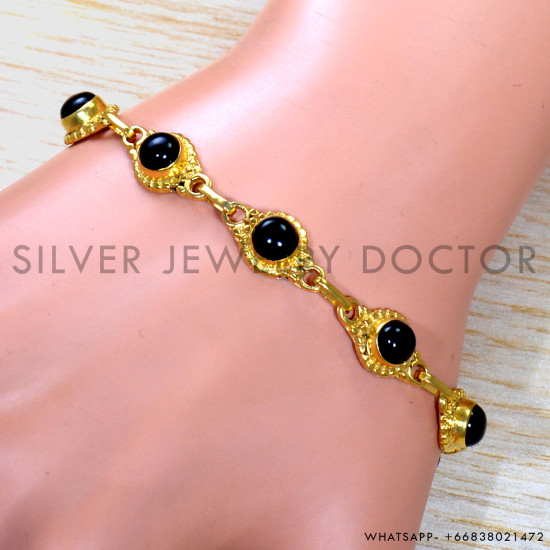 Black Onyx 925 Sterling Silver Bracelet (GBR-619) Black Onyx 925 Sterling Silver Bracelet (GBR-619)