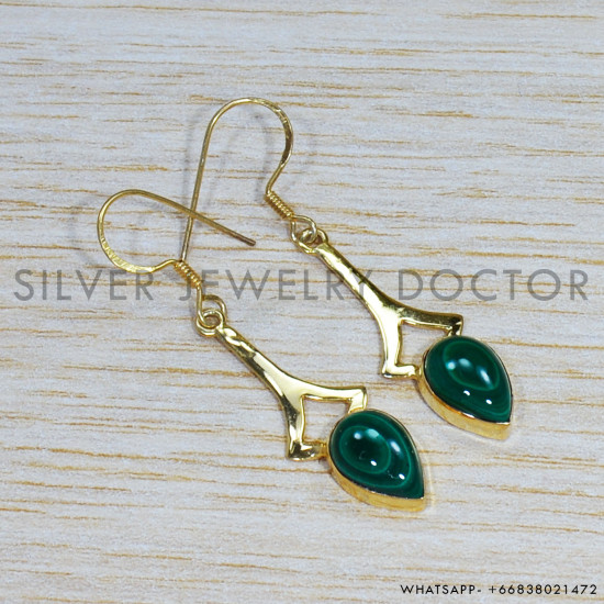 Malachite 925 Sterling Silver Earrings (GE-537) Malachite 925 Sterling Silver Earrings (GE-537)