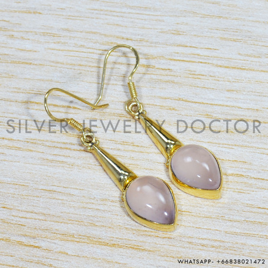 Rose Quartz 925 Sterling Silver Earrings (GE-539) Rose Quartz 925 Sterling Silver Earrings (GE-539)