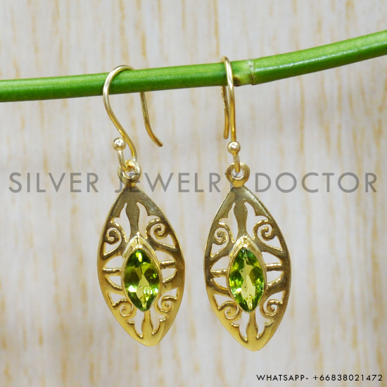 Peridot 925 Sterling Silver Earrings (GE-543)