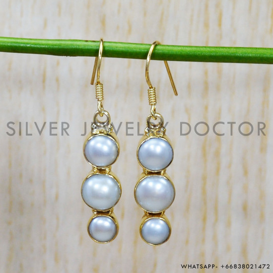 Pearl 925 Sterling Silver Earrings (GE-548) Pearl 925 Sterling Silver Earrings (GE-548)