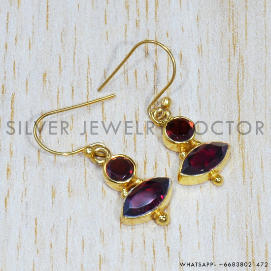 Garnet 925 Sterling Silver Earrings (GE-551) Garnet 925 Sterling Silver Earrings (GE-551)