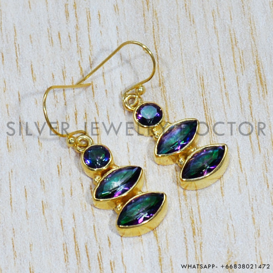 Mystic Topaz 925 Sterling Silver Earrings (GE-553) Mystic Topaz 925 Sterling Silver Earrings (GE-553)