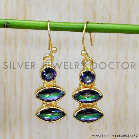 Mystic Topaz 925 Sterling Silver Earrings (GE-553) Mystic Topaz 925 Sterling Silver Earrings (GE-553)