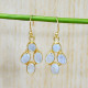 Beautiful Rainbow Moonstone Jewelry Gold Plated Sterling Silver Earrings GE-555