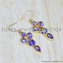 Amethyst 925 Sterling Silver Earrings (GE-556)