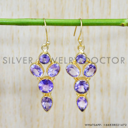 Amethyst 925 Sterling Silver Earrings (GE-556)