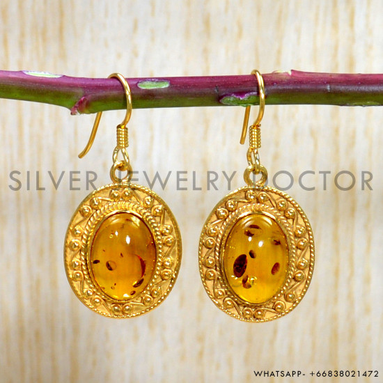 Amber 925 Sterling Silver Earrings (GE-579) Amber 925 Sterling Silver Earrings (GE-579)