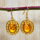 Amber Gemstone Real Gold Plated Sterling Silver Handmade Jewellery Earrings GE-580