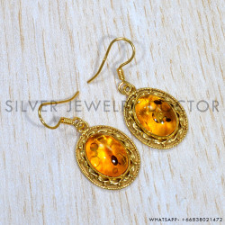 Amber 925 Sterling Silver Earrings (GE-582)