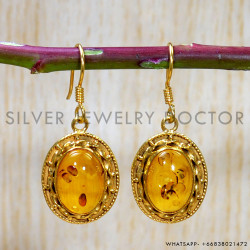 Amber 925 Sterling Silver Earrings (GE-582)
