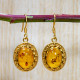 Amber Gemstone Gold Plated Sterling Silver Wholesale Price Jewellery Earrings GE-582